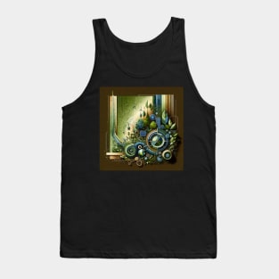 Eco-Futurism: Earth's Symphony in Green and Tech Tank Top